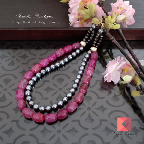 Modern semi-precious bead necklace