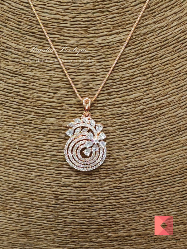 Rose Gold Zircon Pendant Set