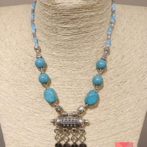 Moroccan Coral Bead German Silver Necklace