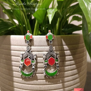 Enamel Oxy Peacock Earrings