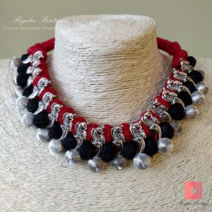 Red-Black Combi Peacock Necklace Set