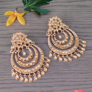 Yellow Kundan Chandbalis