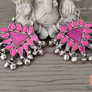 Magenta Enamel Hoop Earrings