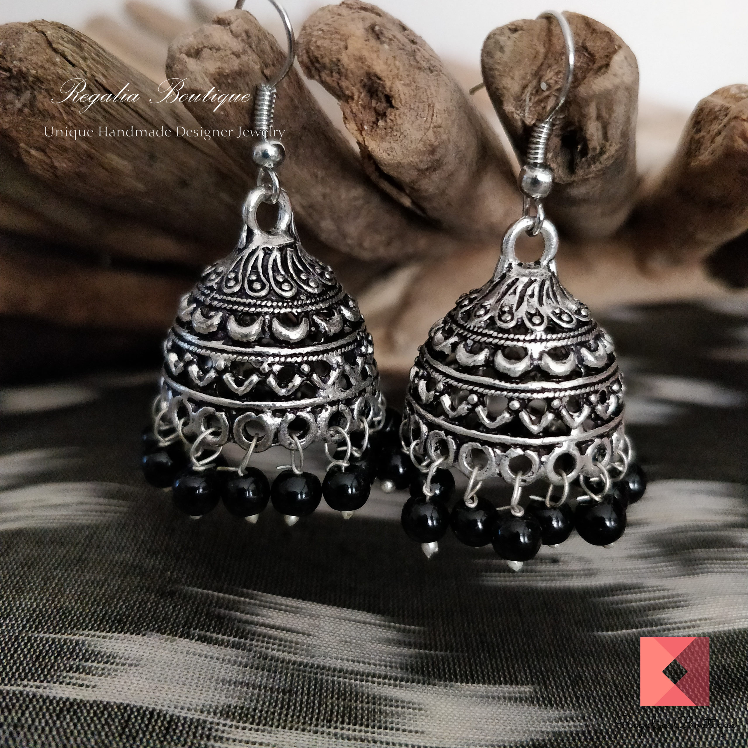 Oxy Black Pearl Jhumkas