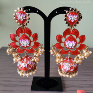Maroon Lotus Jhumka