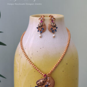 Antique Hand-painted Peacock Necklace Set