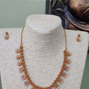 Antique Floral Charm Necklace Set