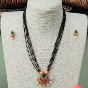 Antique Enamel Blackbead Necklace Set