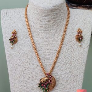 Antique Long Hand-painted Necklace Set