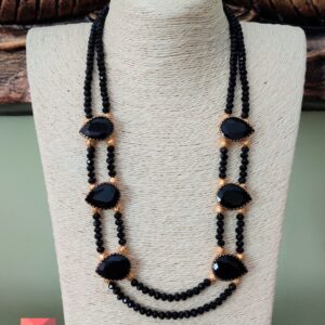 Broad Hand-crafted Black Crystal Necklace