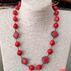 Red Shell Pearl Statement Necklace