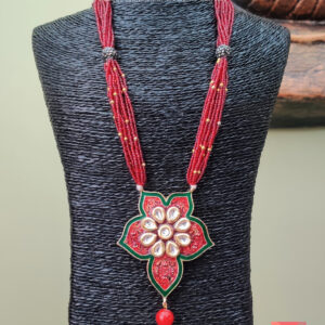 Kundan Maroon Necklace Set