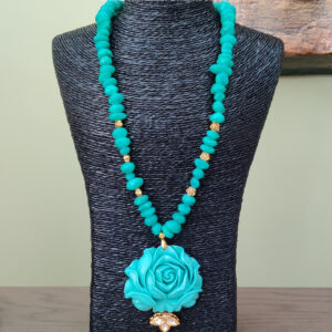 Coral Mint Flower Necklace Set