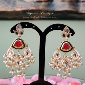 Pearl kundan earrings