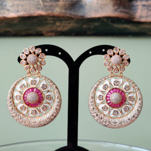 White Enamel Ruby Earrings