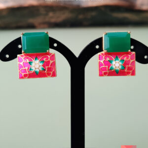 Green & Pink Art Studs