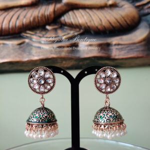 Brass Green Jhumkas