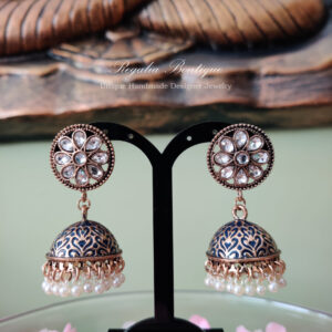 Brass Blue Jhumkas
