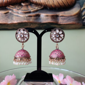 Brass Pink Jhumkas