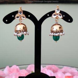 Charming Green Kundan Jhumka