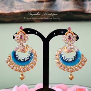 Antique Blue Designer Peacock Earrings