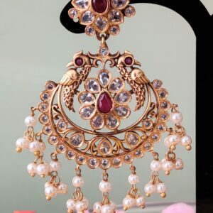 Studded Peacock Pearl Chandbalis