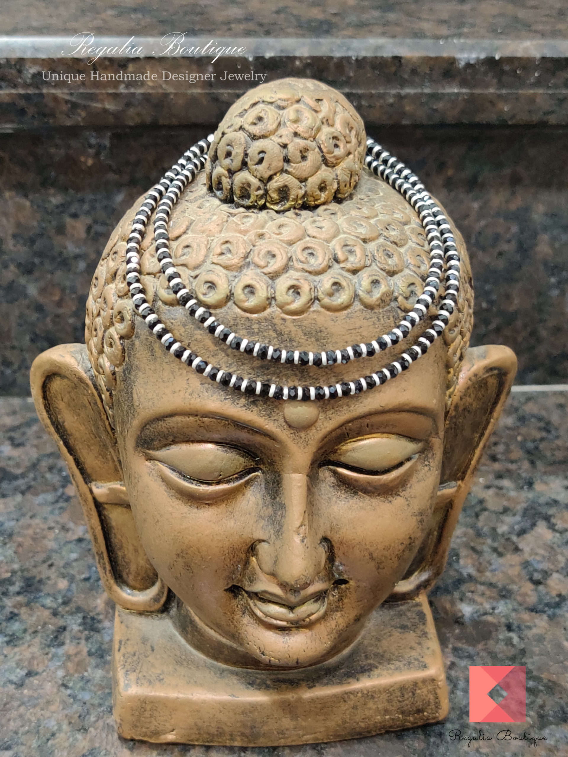 Black bead pure silver anklets