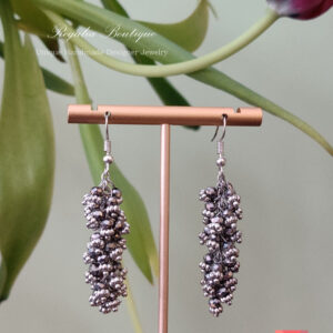 Grey Crystal Cluster Hook Earrings