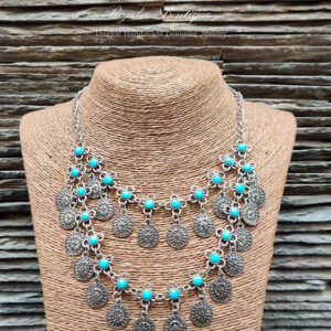 Double Layer Silver Turquoise Necklace