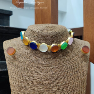 Multi-coloured Stone Choker Set