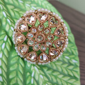 Polki Pearl Finger Ring