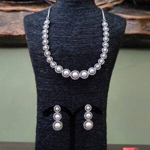 Rodium Zircon & Pearl Necklace Set