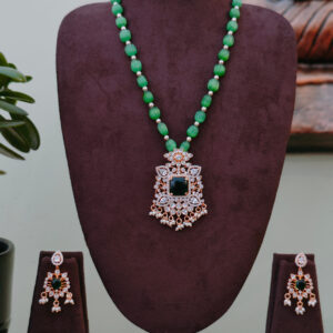 Moissanite Pumpkin Bead Necklace Set