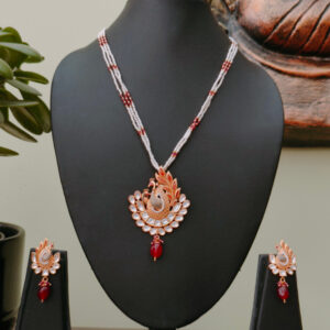 Kundan Peacock Pearl Pendant Set