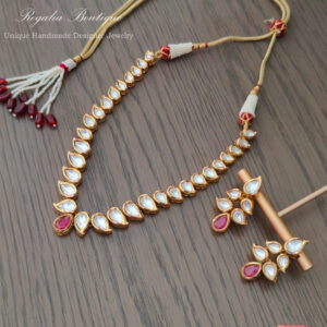 Designer Kundan Ruby Necklace Set