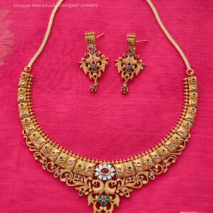 Antique Peacock Floral Necklace Set