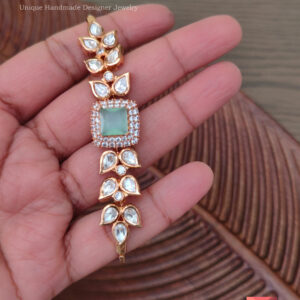 Adjustable Mint Kundan Bracelet