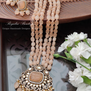 Peach Victorian Moissanite Necklace Set