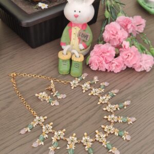 Victorian Pastel Flower Necklace Set