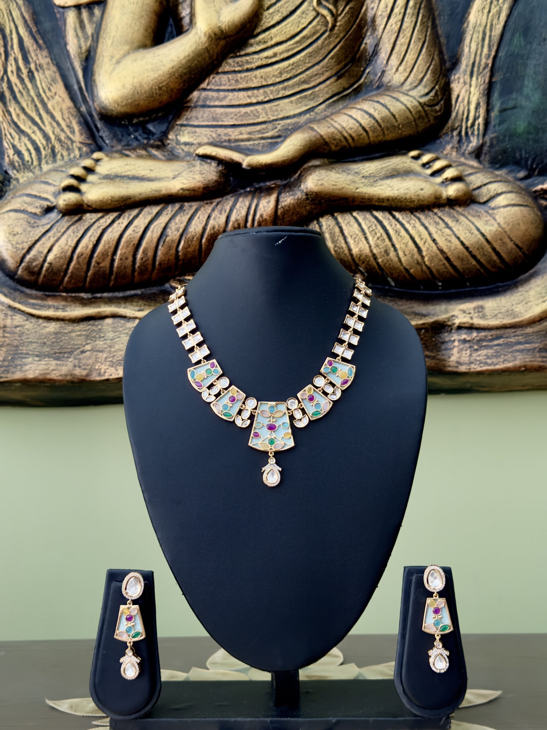 Kundan Moissanite Necklace Set - Image 2