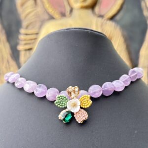 Lavender Bead Floral Necklace Set