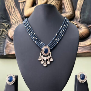 Blue Moissanite Pendant Set