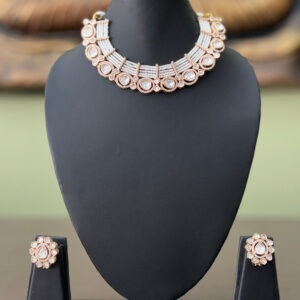 Elegant Pearl & Moissanite Choker Set