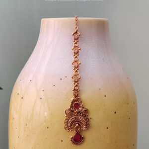 Antique Ruby Teardrop Maang Tikka