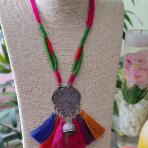 Colourful Thread Jhumka Pendant Necklace