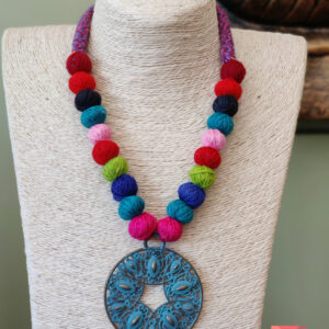 Vibrant Multicolour Thread Necklace Set