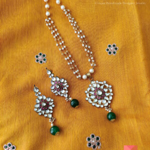 Pearl Necklace Set with Kundan Pendant