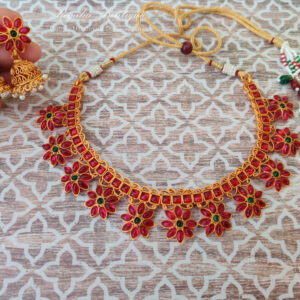 Ruby Flower Necklace Set