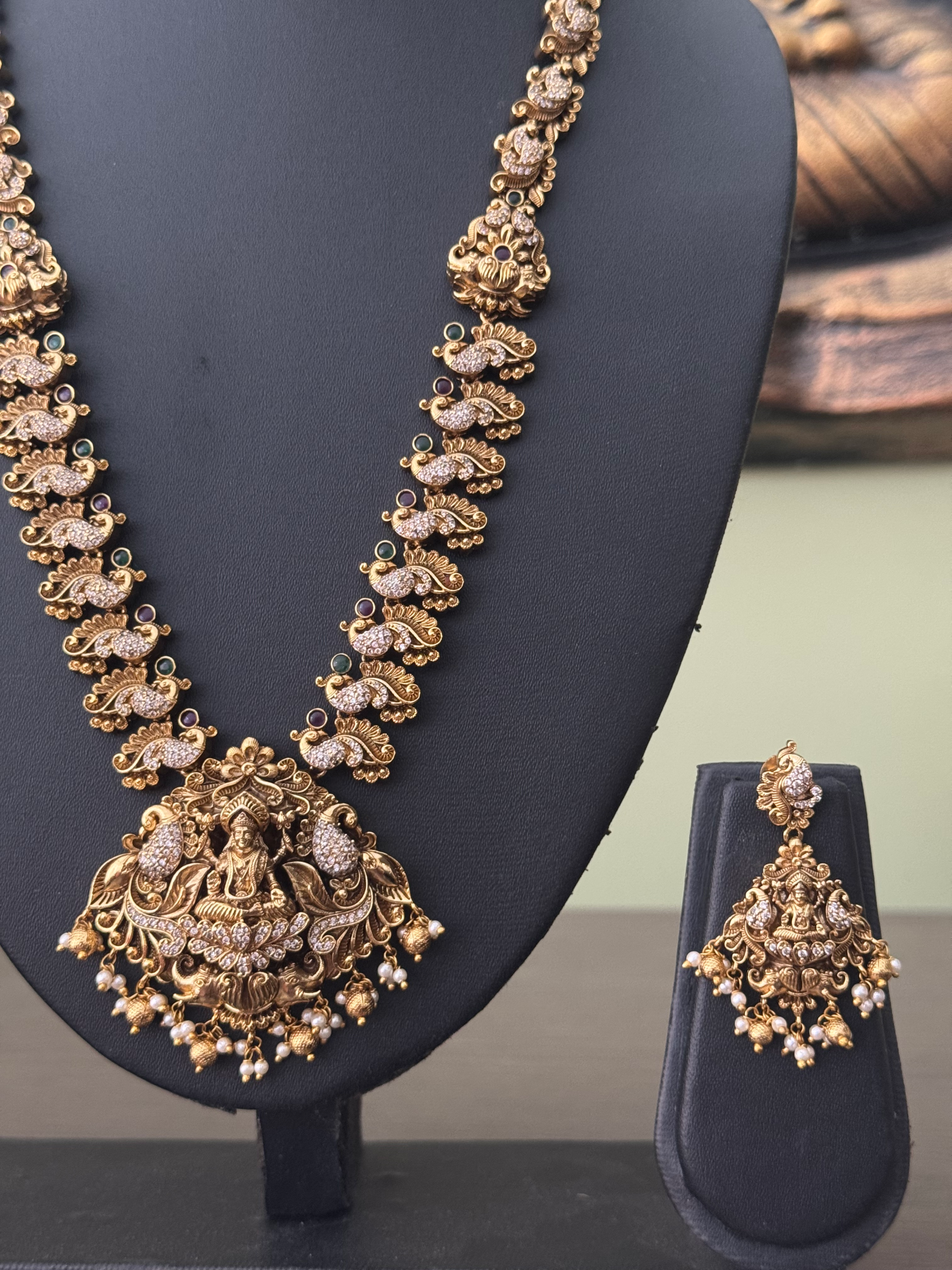 Maharani Lakshmi Antique Long Necklace Set - Image 2