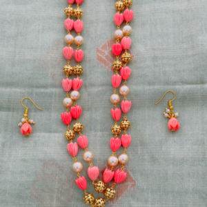 Coral Tulip Necklace Set